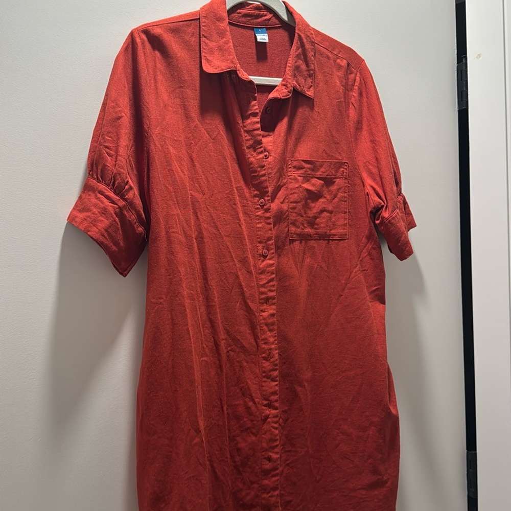 Linen button down dress